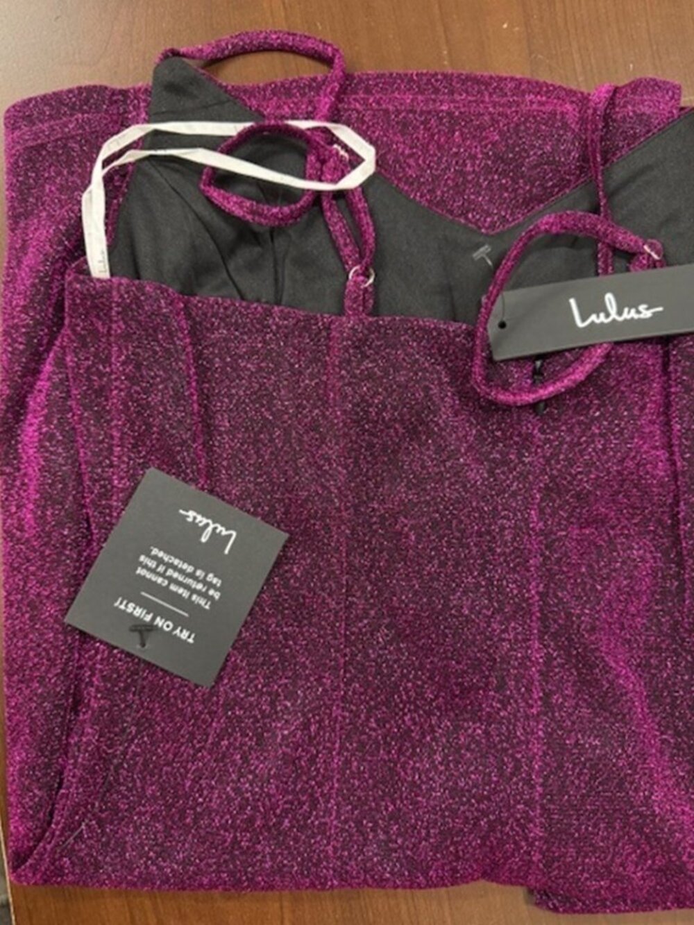 Lulus Vamped Up Magenta Sparkly Sleeveless Mini Dress​ NWT - Picture 5 of 8